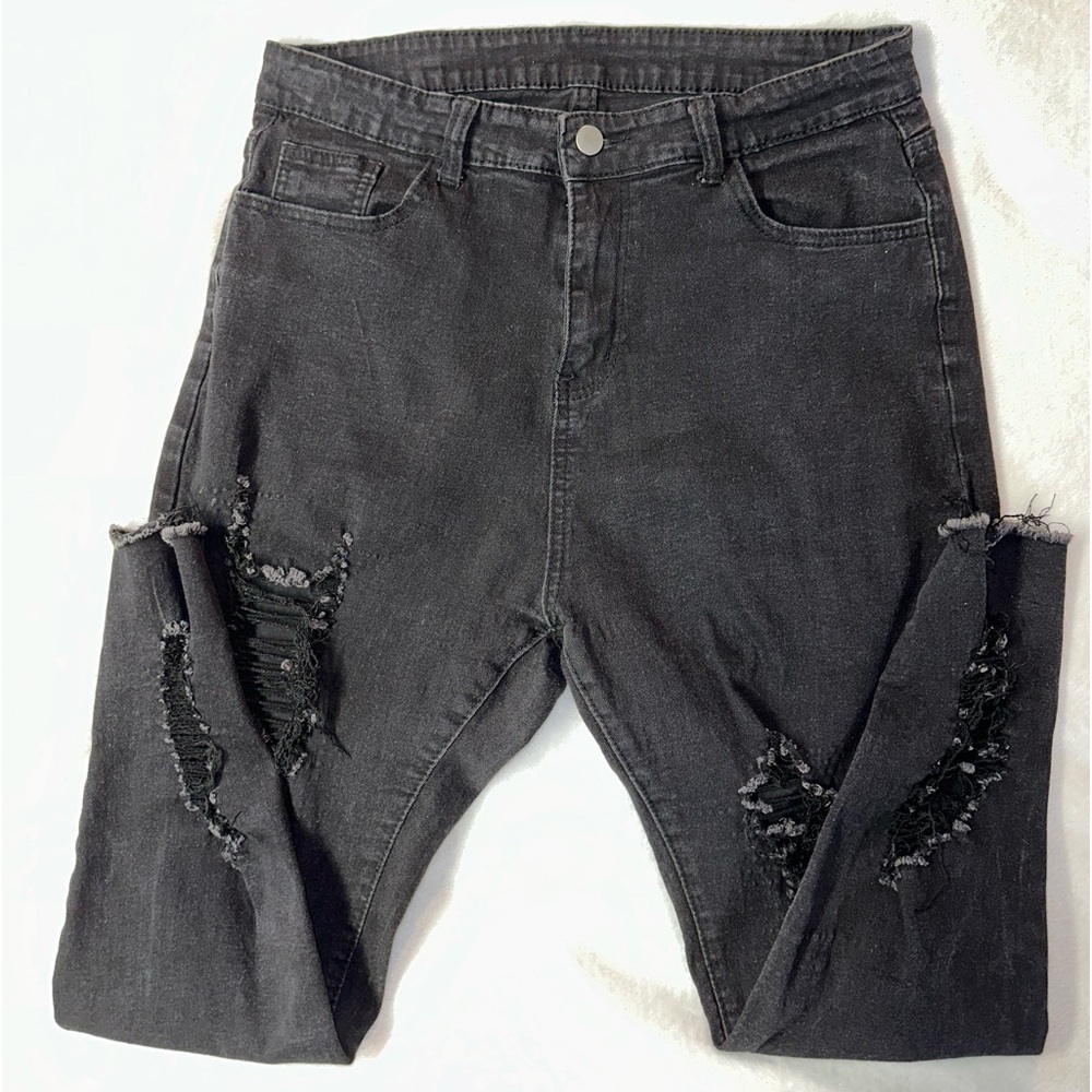 Stylish Black Distressed Women’s Skinny Jeans